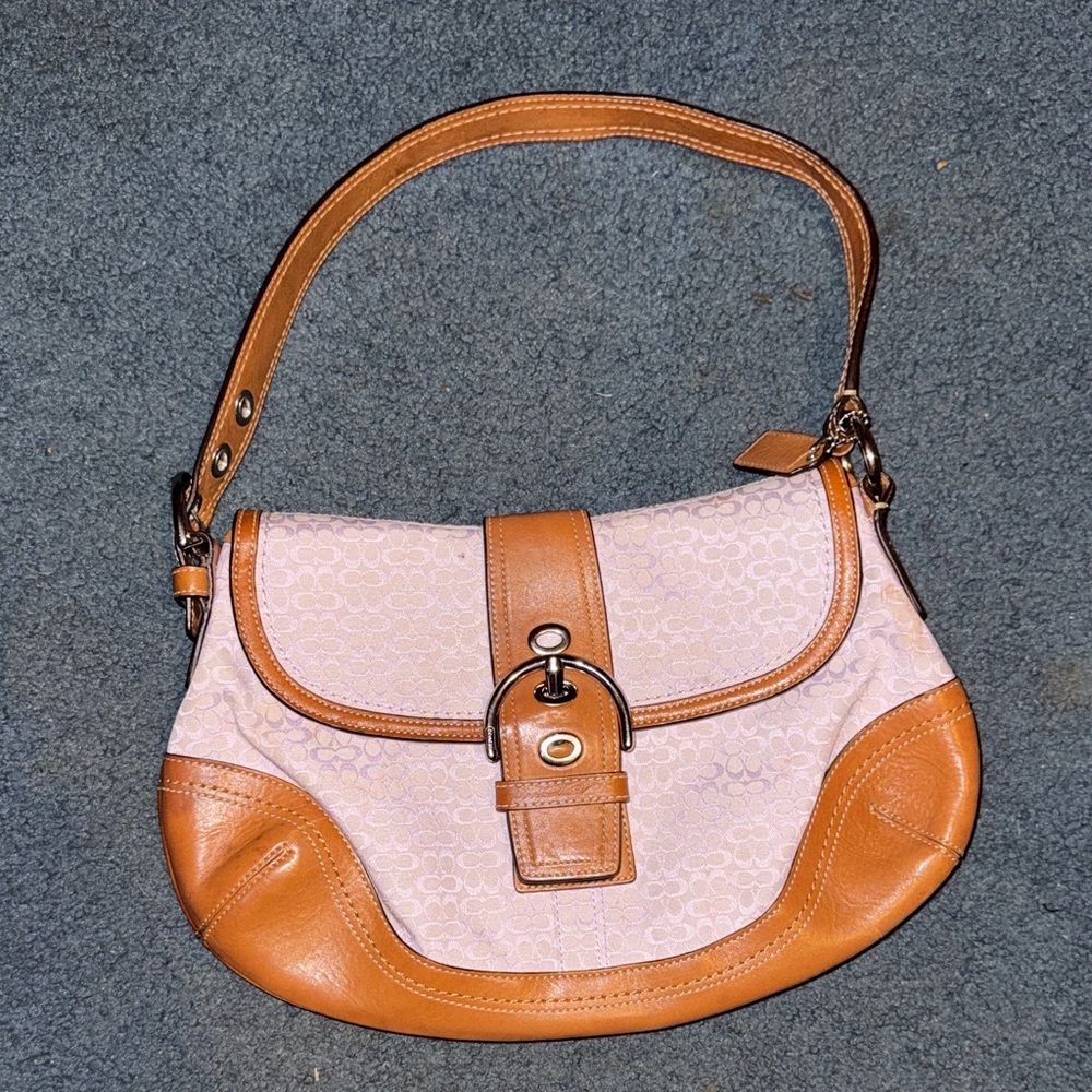 Coach Brown and Cream Shoulder Bag